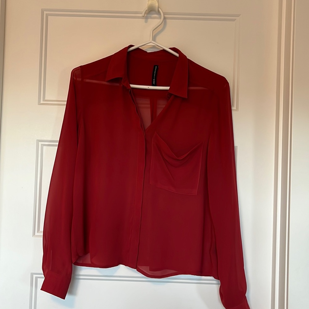 Sheer red blouse